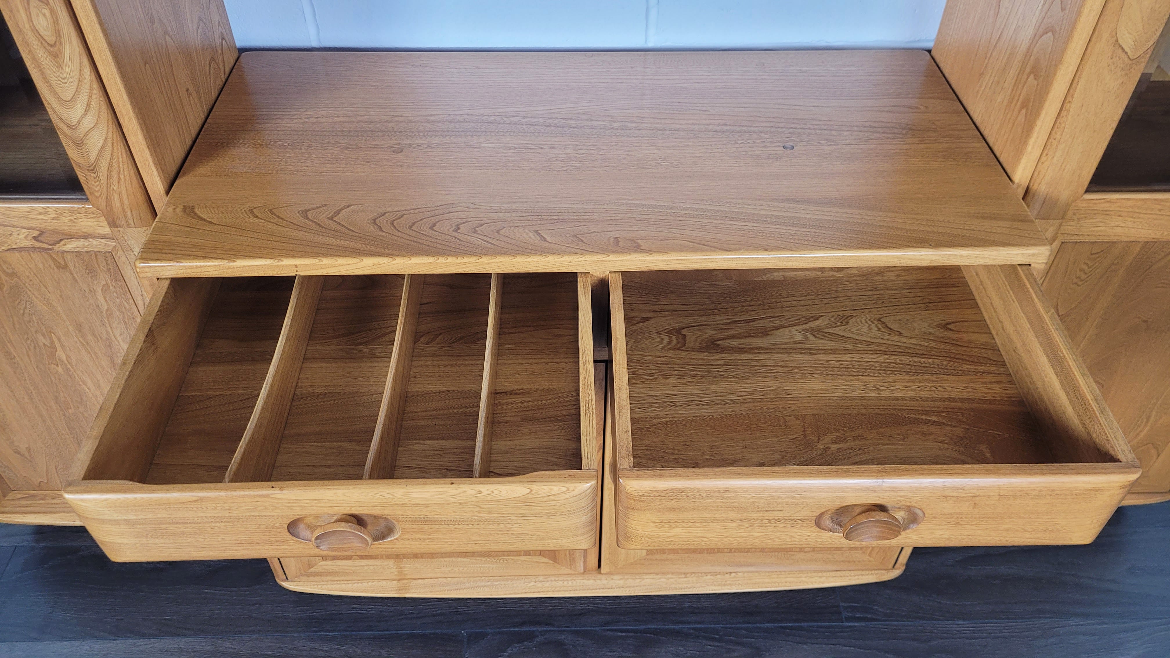90s Ercol Windsor Tall Glazed Display Cabinet