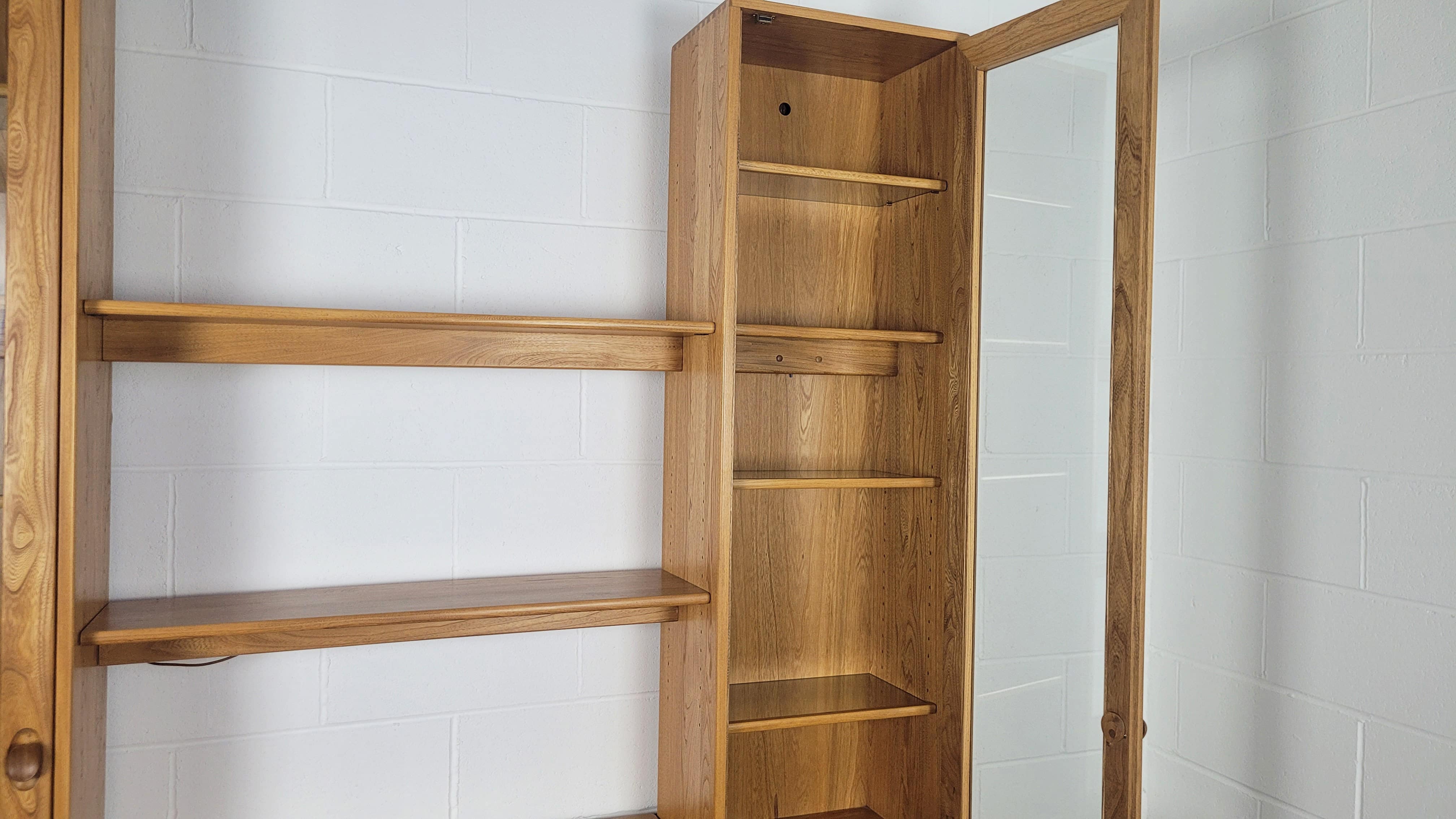 90s Ercol Windsor Tall Glazed Display Cabinet