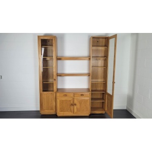 90s Ercol Windsor Tall Glazed Display Cabinet