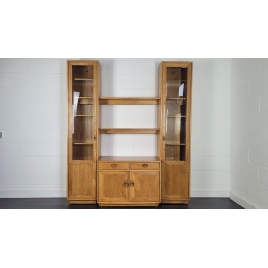 90s Ercol Windsor Tall Glazed Display Cabinet