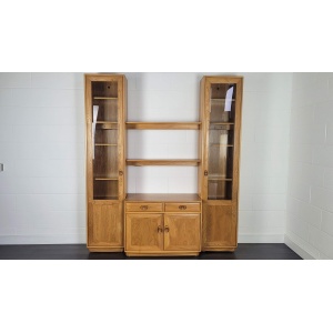 90s Ercol Windsor Tall Glazed Display Cabinet