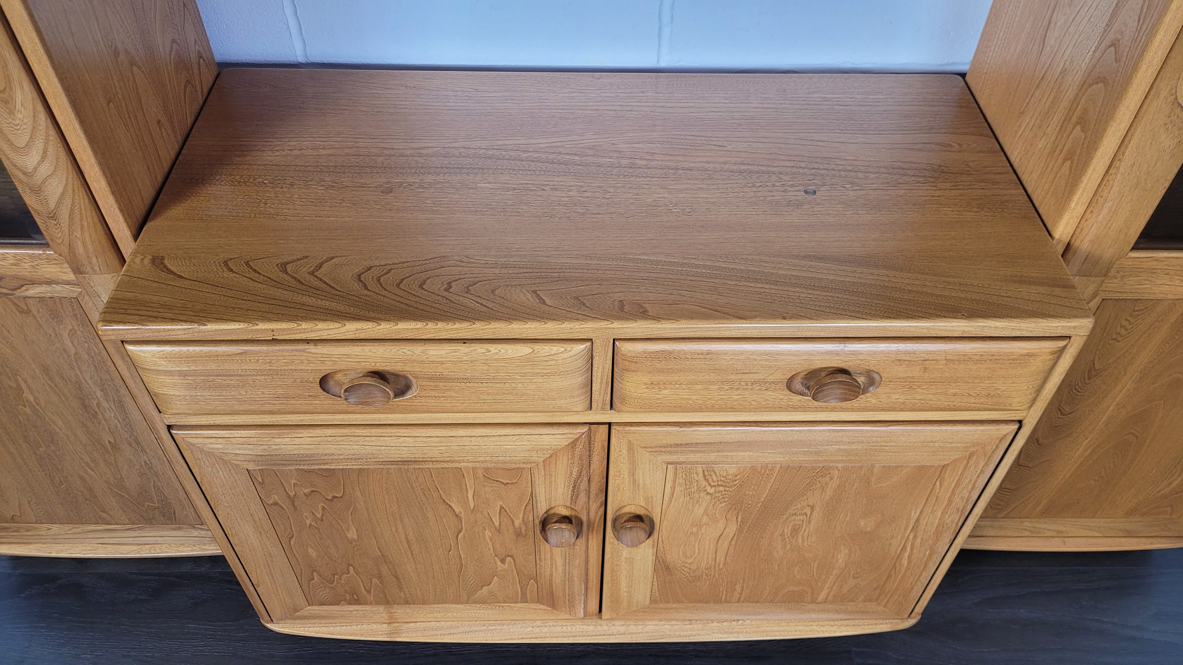 90s Ercol Windsor Tall Glazed Display Cabinet