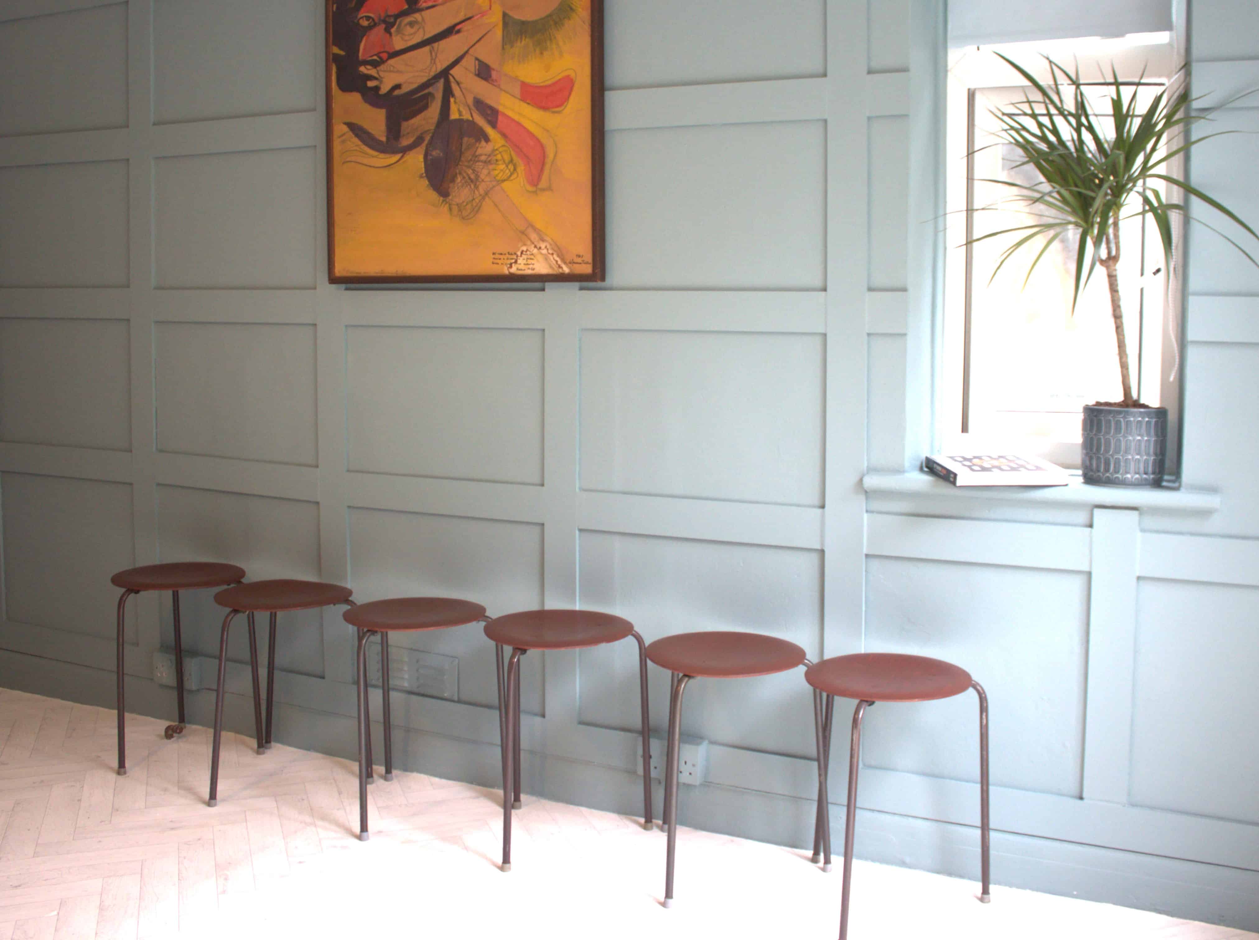 Mid-Century Arne Jacobsen Fritz Hansen Teak Stacking Stools x 2