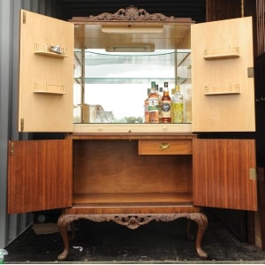 Decadent Art Deco 1930's Burr Walnut Handcrafted Cocktail Dry Bar