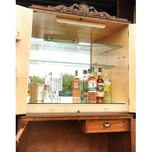 Decadent Art Deco 1930's Burr Walnut Handcrafted Cocktail Dry Bar