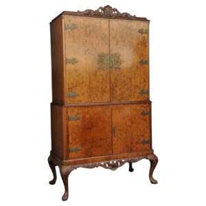 Decadent Art Deco 1930's Burr Walnut Handcrafted Cocktail Dry Bar