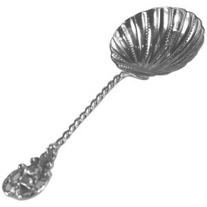 An unusual antique solid silver novelty devil Serving Spoon by Samuel Boyce Landeck C.1904