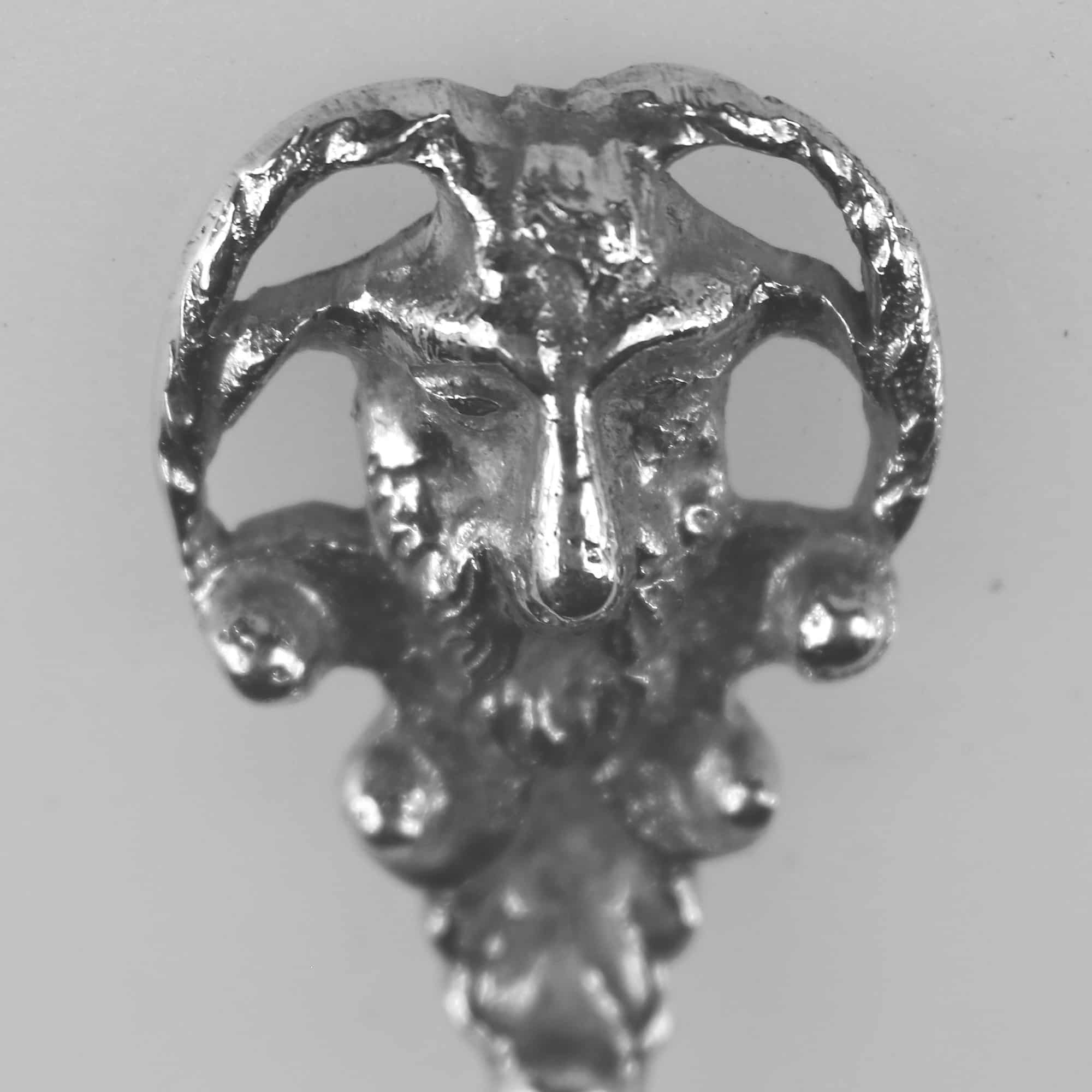 An unusual antique solid silver novelty devil Serving Spoon by Samuel Boyce Landeck C.1904