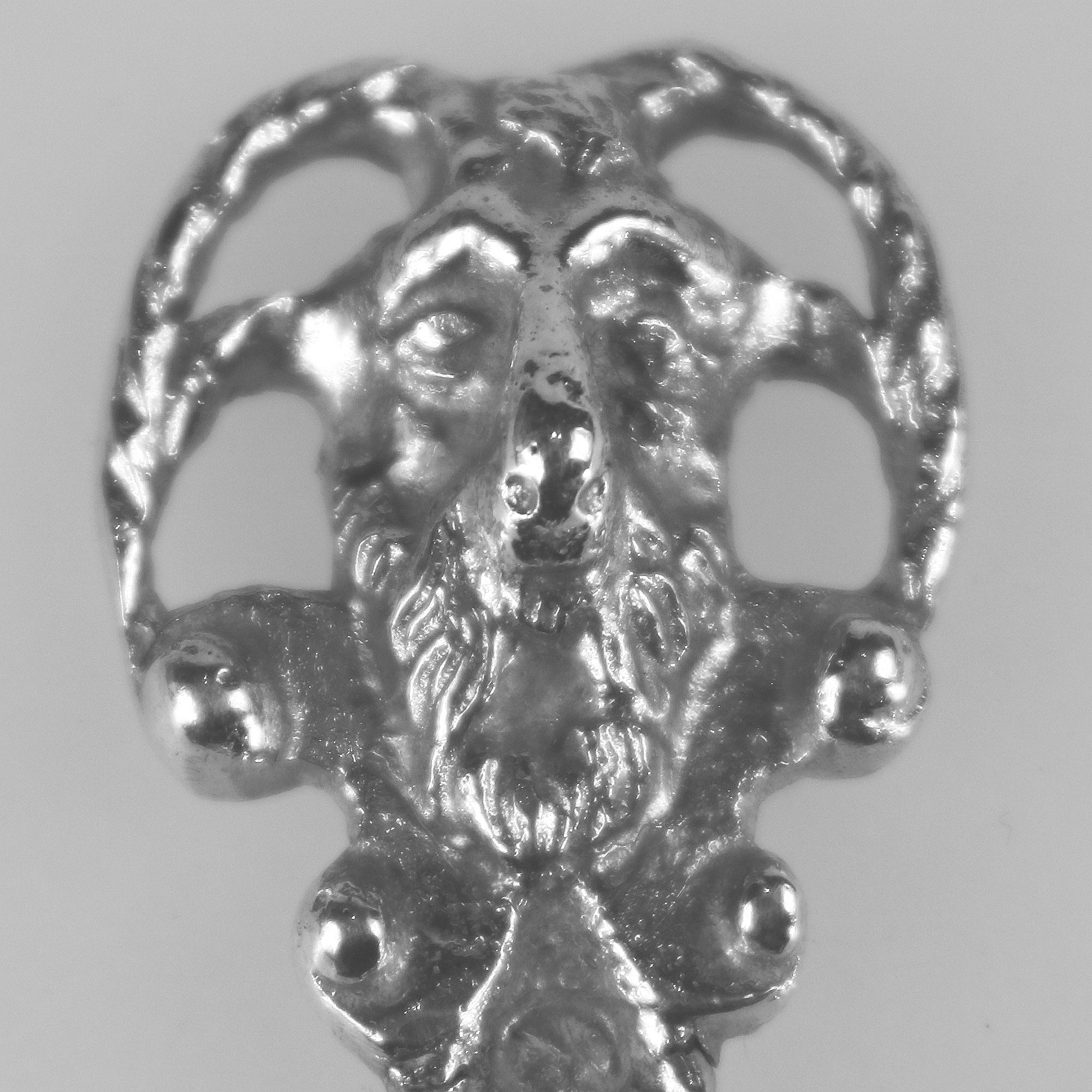 An unusual antique solid silver novelty devil Serving Spoon by Samuel Boyce Landeck C.1904