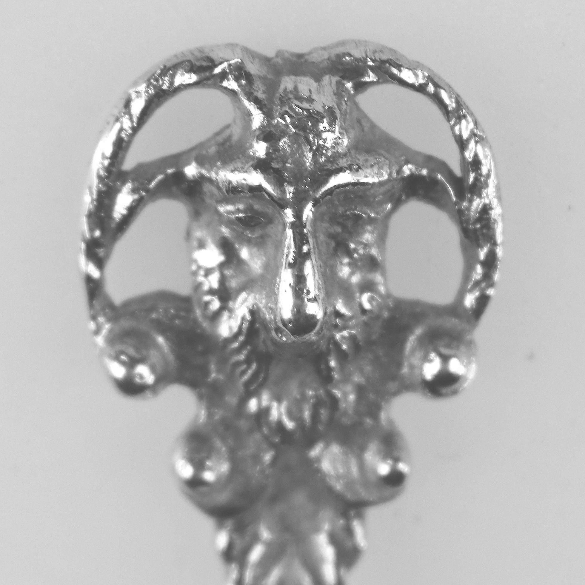 An unusual antique solid silver novelty devil Serving Spoon by Samuel Boyce Landeck C.1904