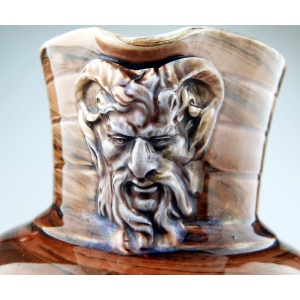 A Wedgwood antique majolica pottery marbled Doric satyr / devil Mask Jug C.1870