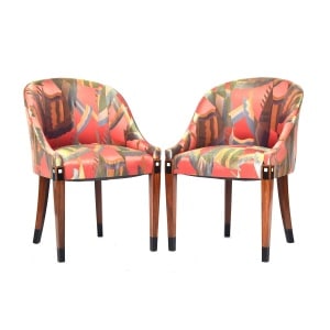 Elegant Matching Pair French Art Deco 1930's Tub Chairs With Original Upholstery