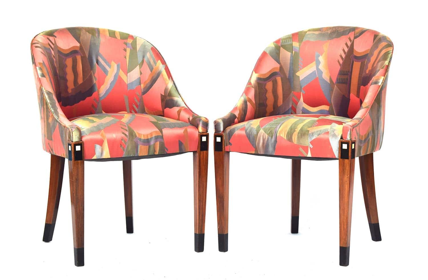 Elegant Matching Pair French Art Deco 1930's Tub Chairs With Original Upholstery