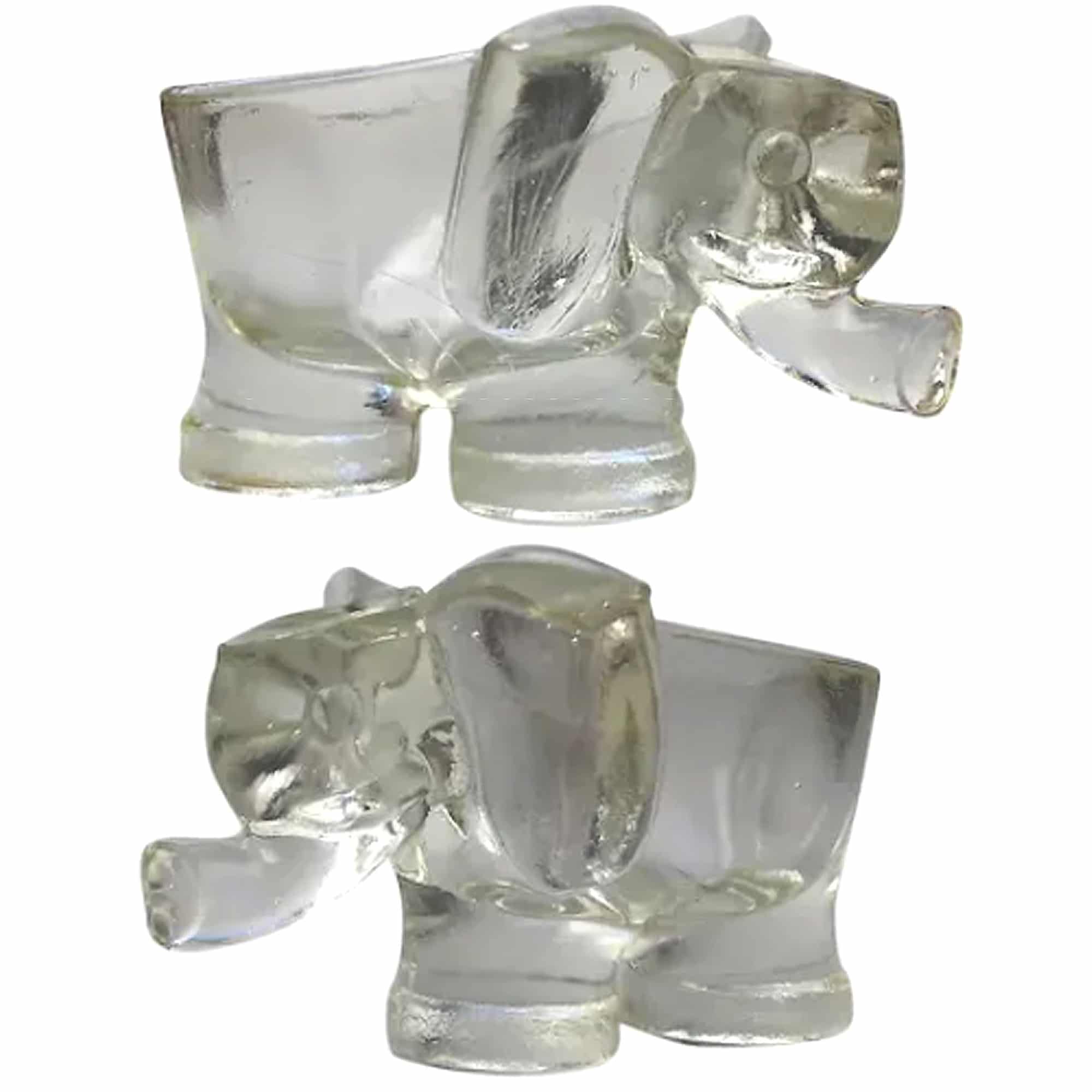 An unusual pair of Art Deco novelty elephant pressed glass Salt Cellars C.1920's
