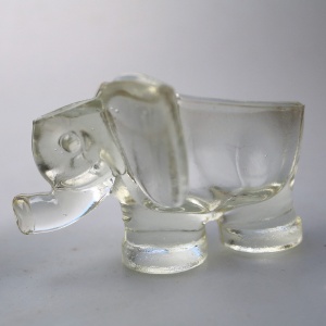 An unusual pair of Art Deco novelty elephant pressed glass Salt Cellars C.1920's