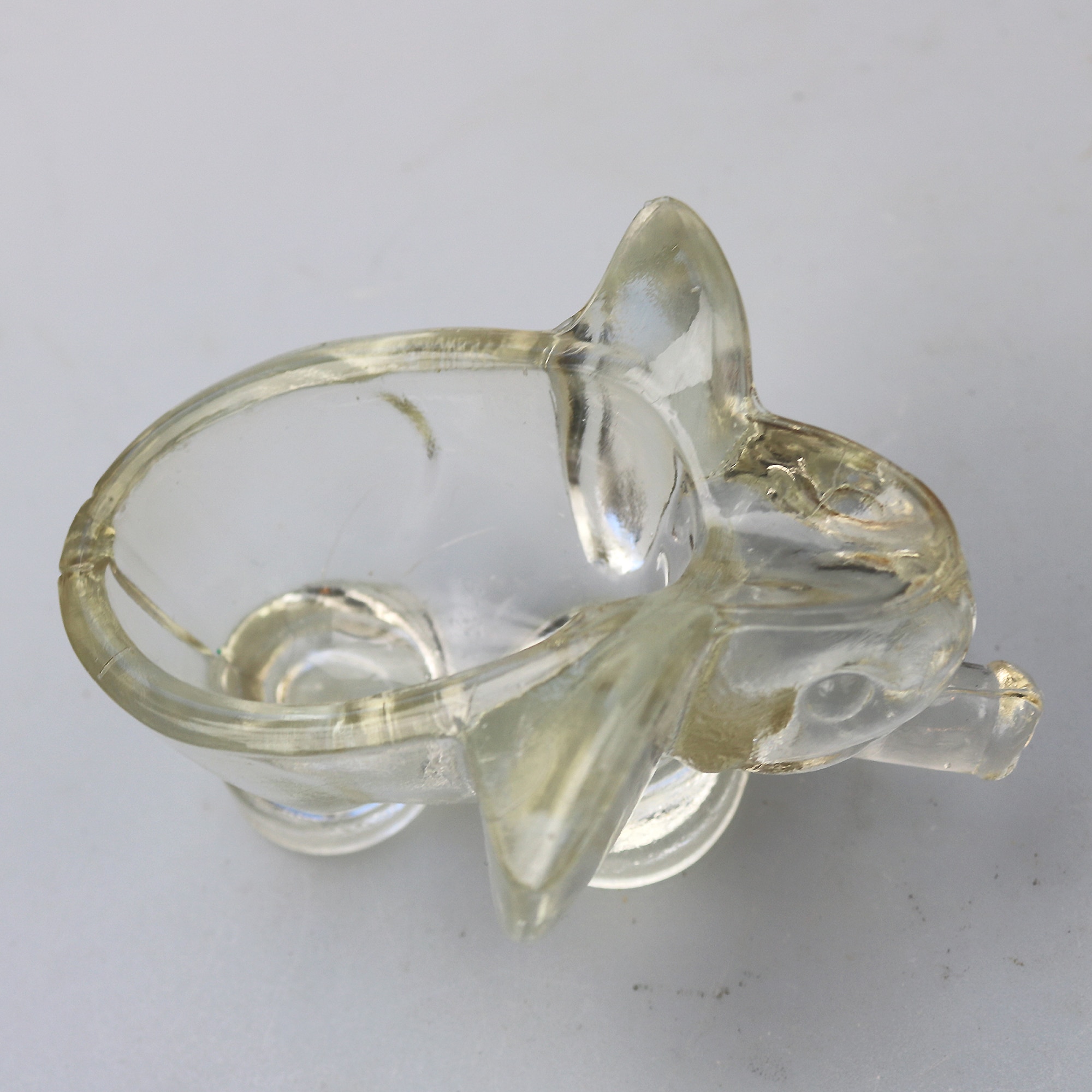 An unusual pair of Art Deco novelty elephant pressed glass Salt Cellars C.1920's