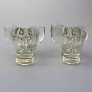 An unusual pair of Art Deco novelty elephant pressed glass Salt Cellars C.1920's