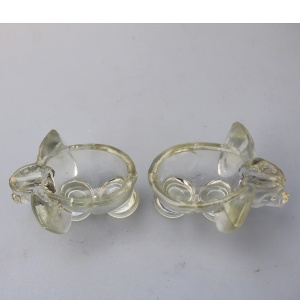 An unusual pair of Art Deco novelty elephant pressed glass Salt Cellars C.1920's