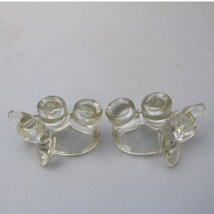 An unusual pair of Art Deco novelty elephant pressed glass Salt Cellars C.1920's