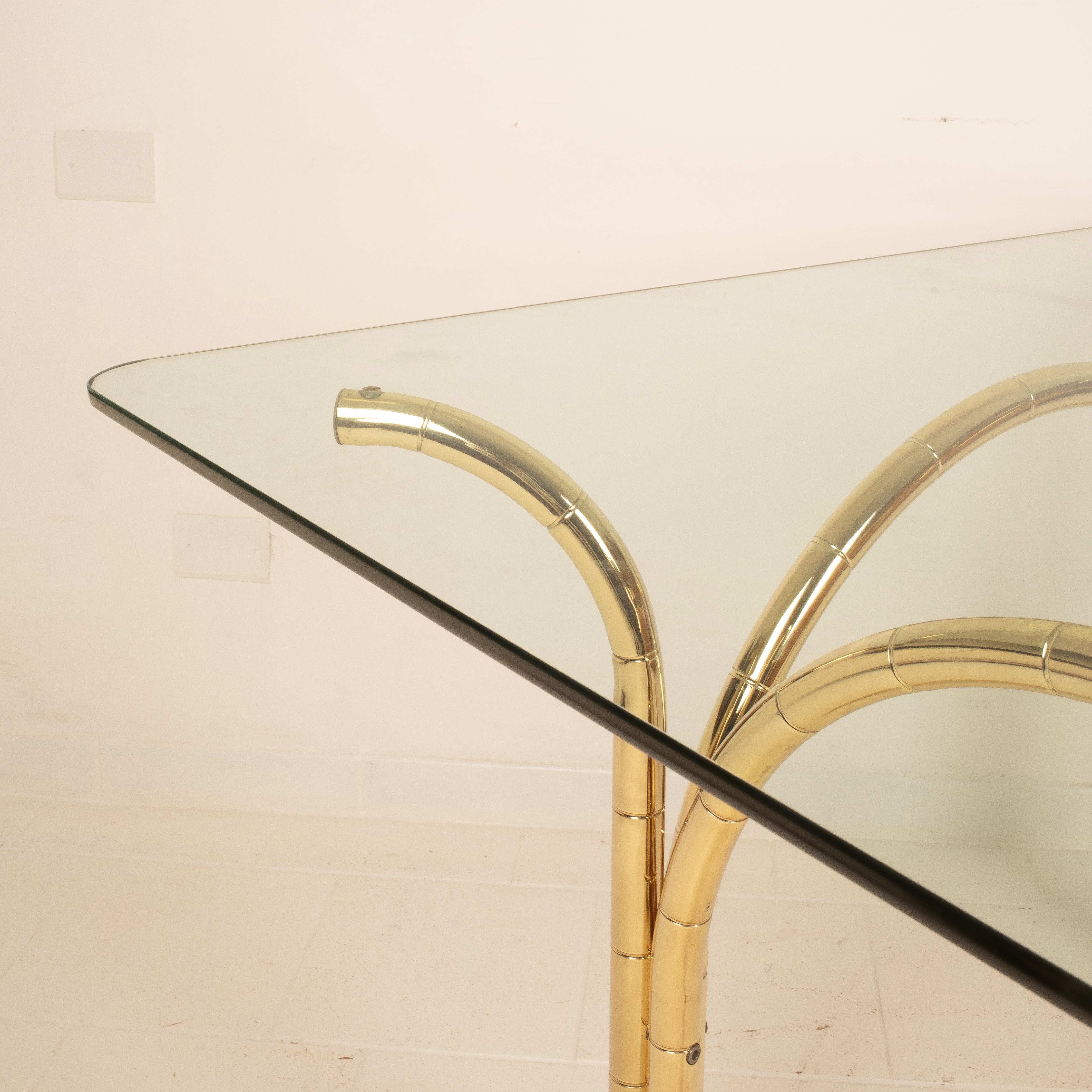 Crystal and Brass Table 1970 Italian Manufacture
