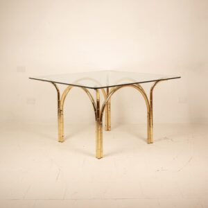 Crystal and Brass Table 1970 Italian Manufacture