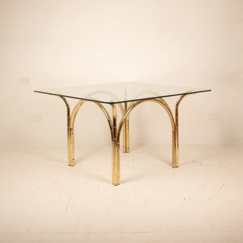Crystal and Brass Table 1970 Italian Manufacture