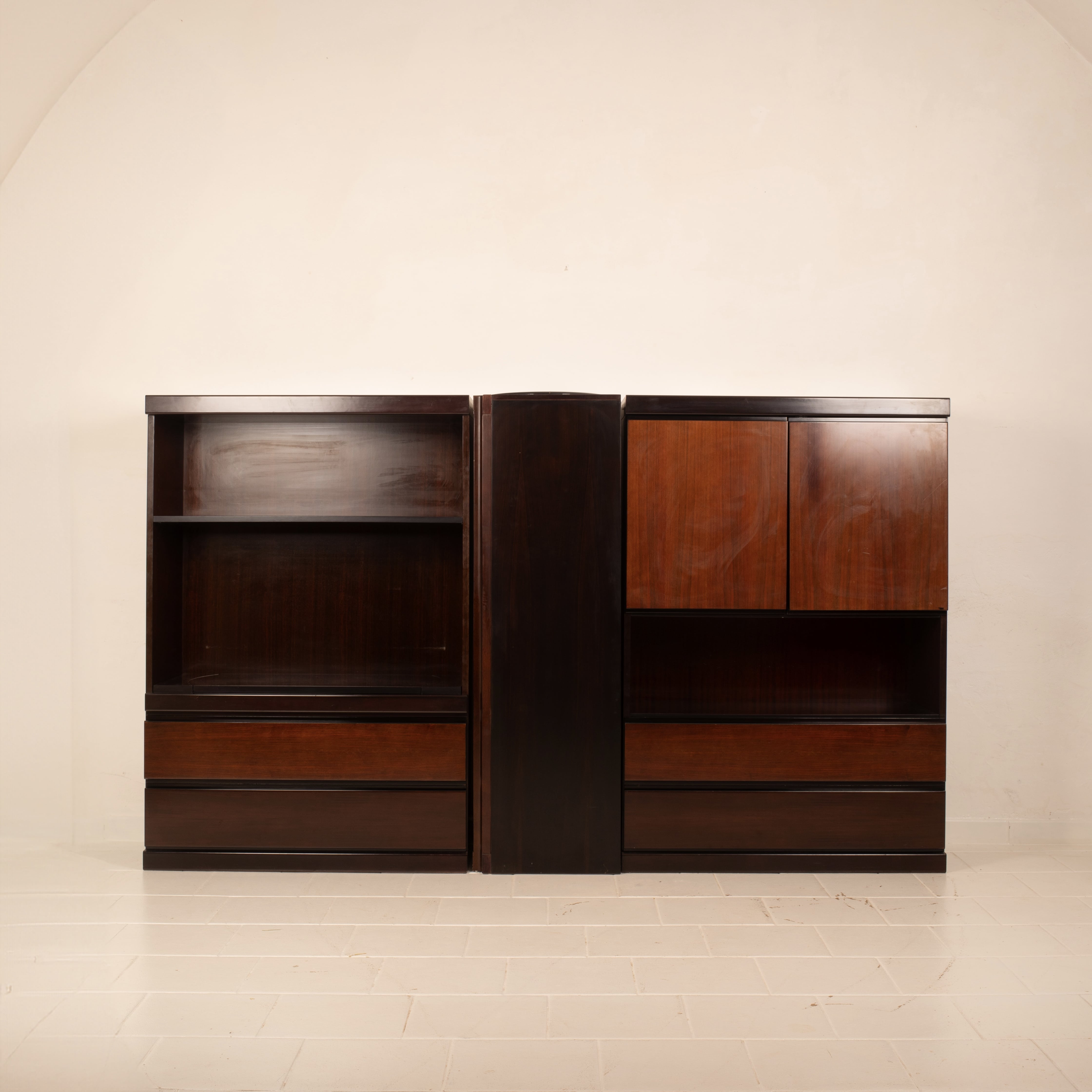 Pair of Cabinets and Bar "S11" by Angelo Mangiarotti for Sorgente dei Mobili
