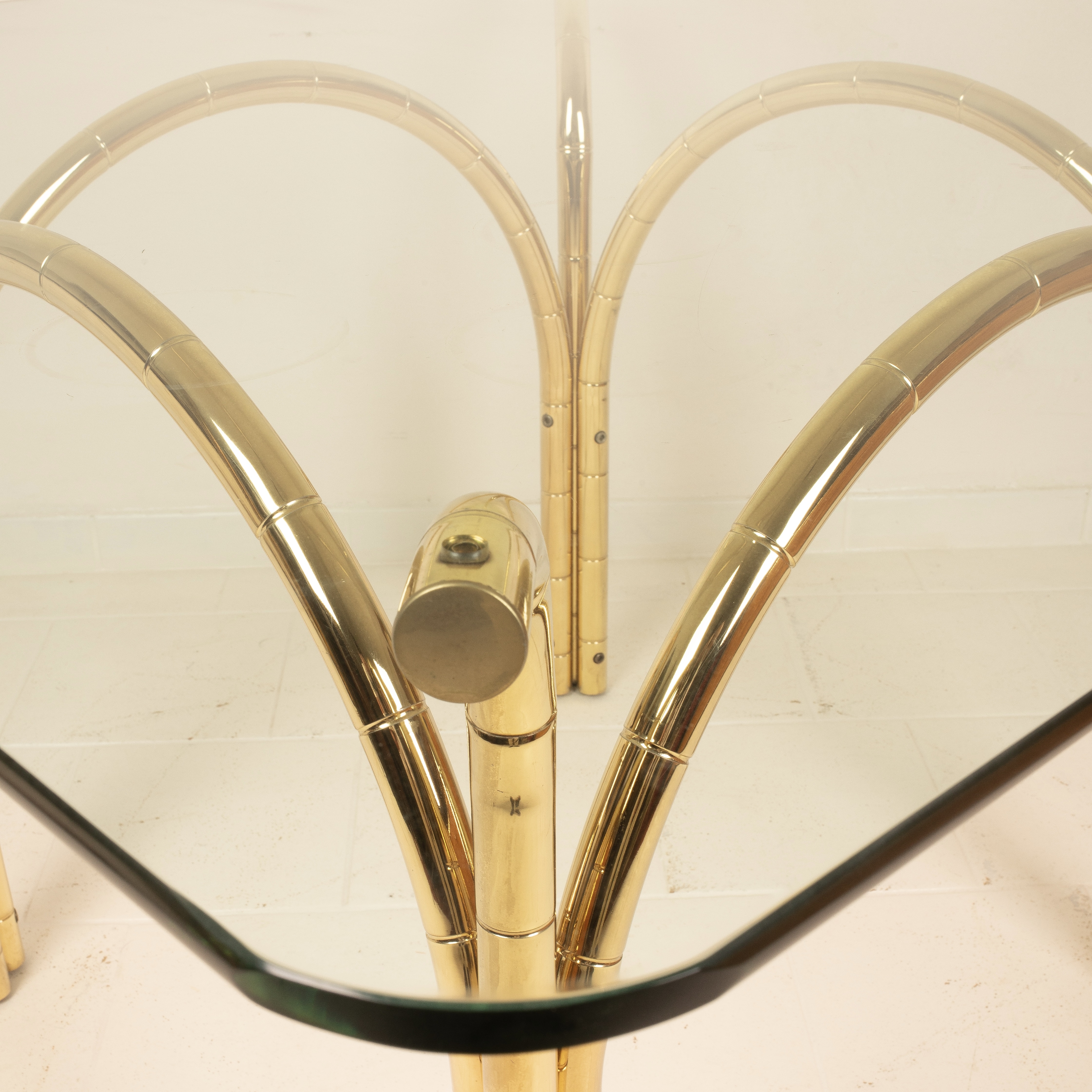 Crystal and Brass Table 1970 Italian Manufacture
