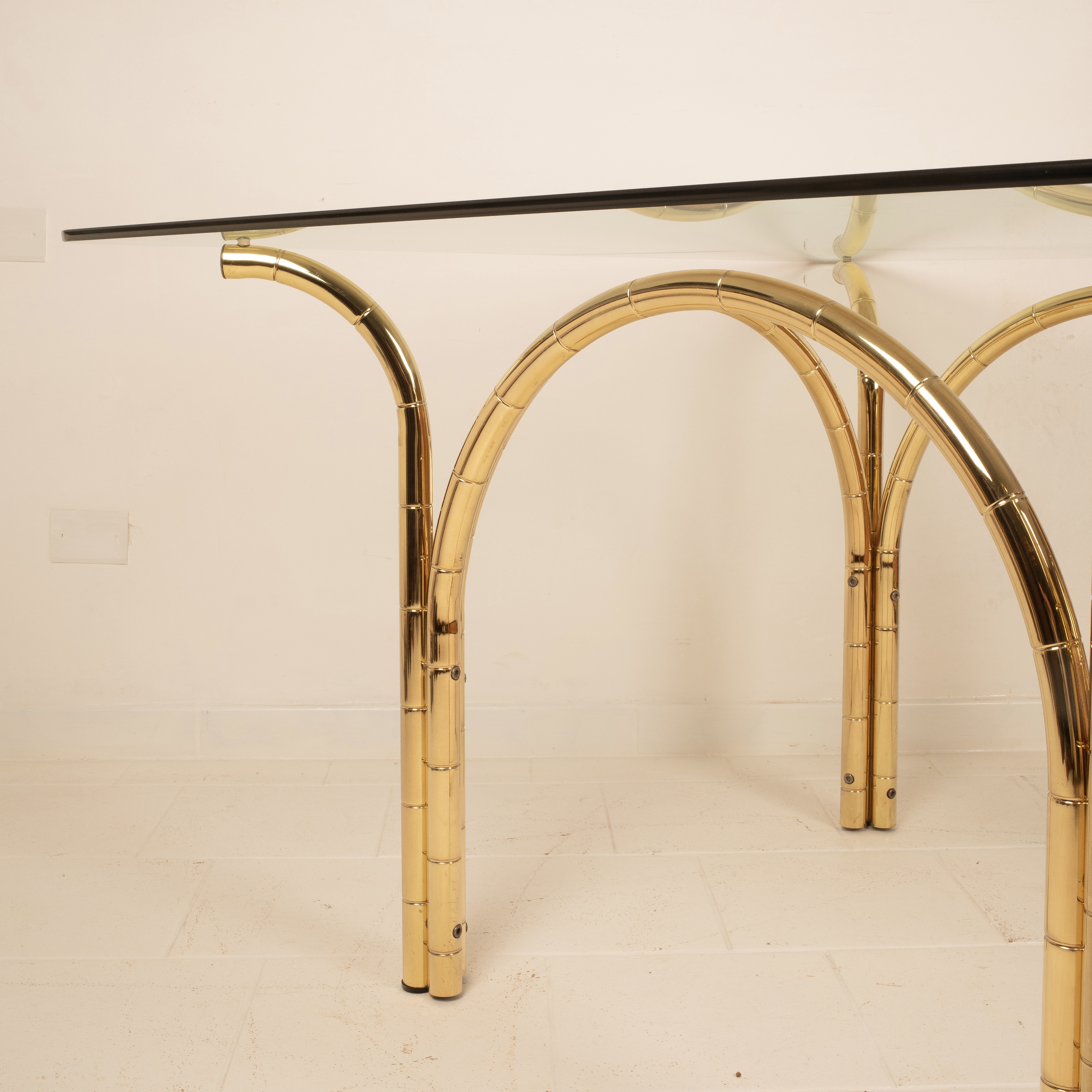Crystal and Brass Table 1970 Italian Manufacture