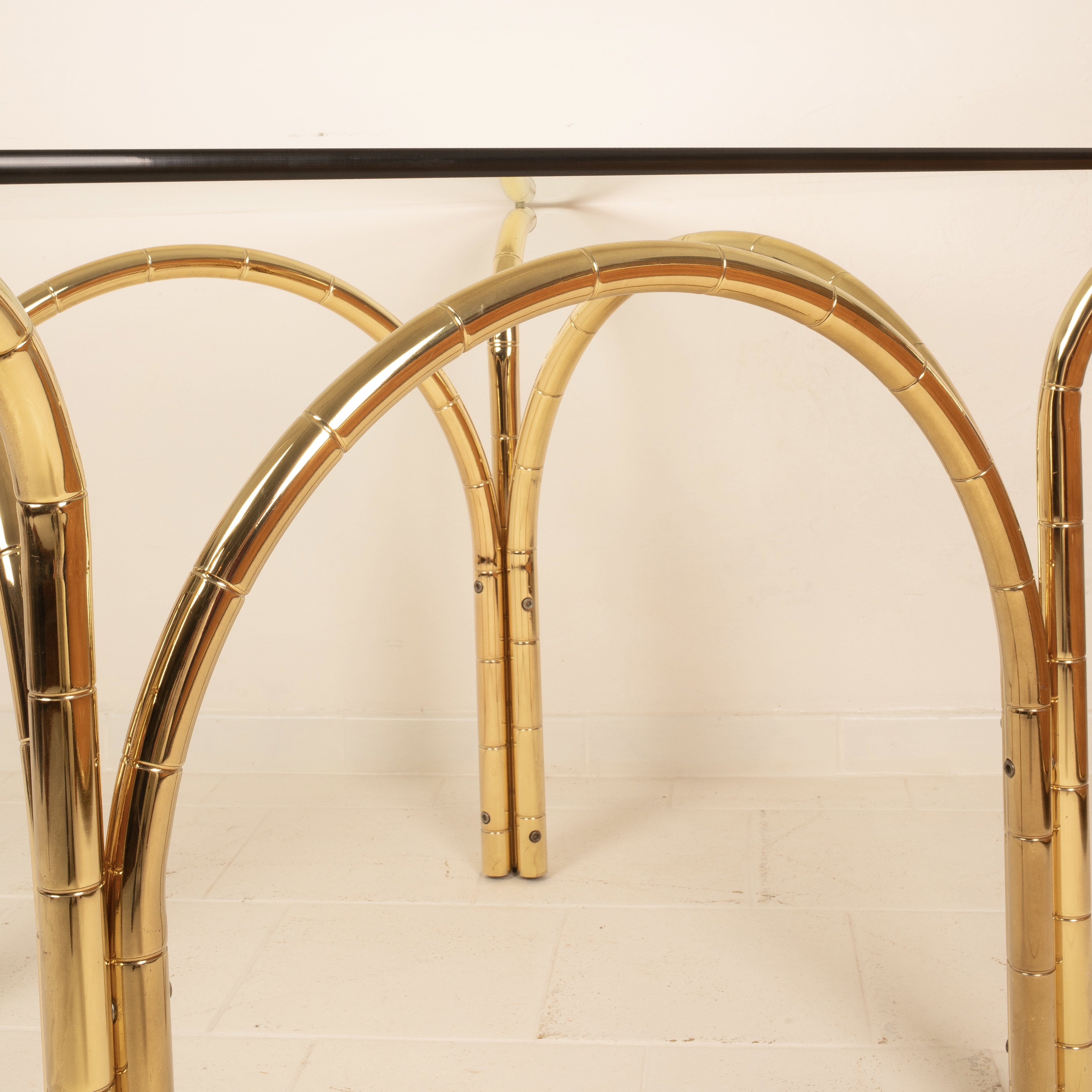 Crystal and Brass Table 1970 Italian Manufacture