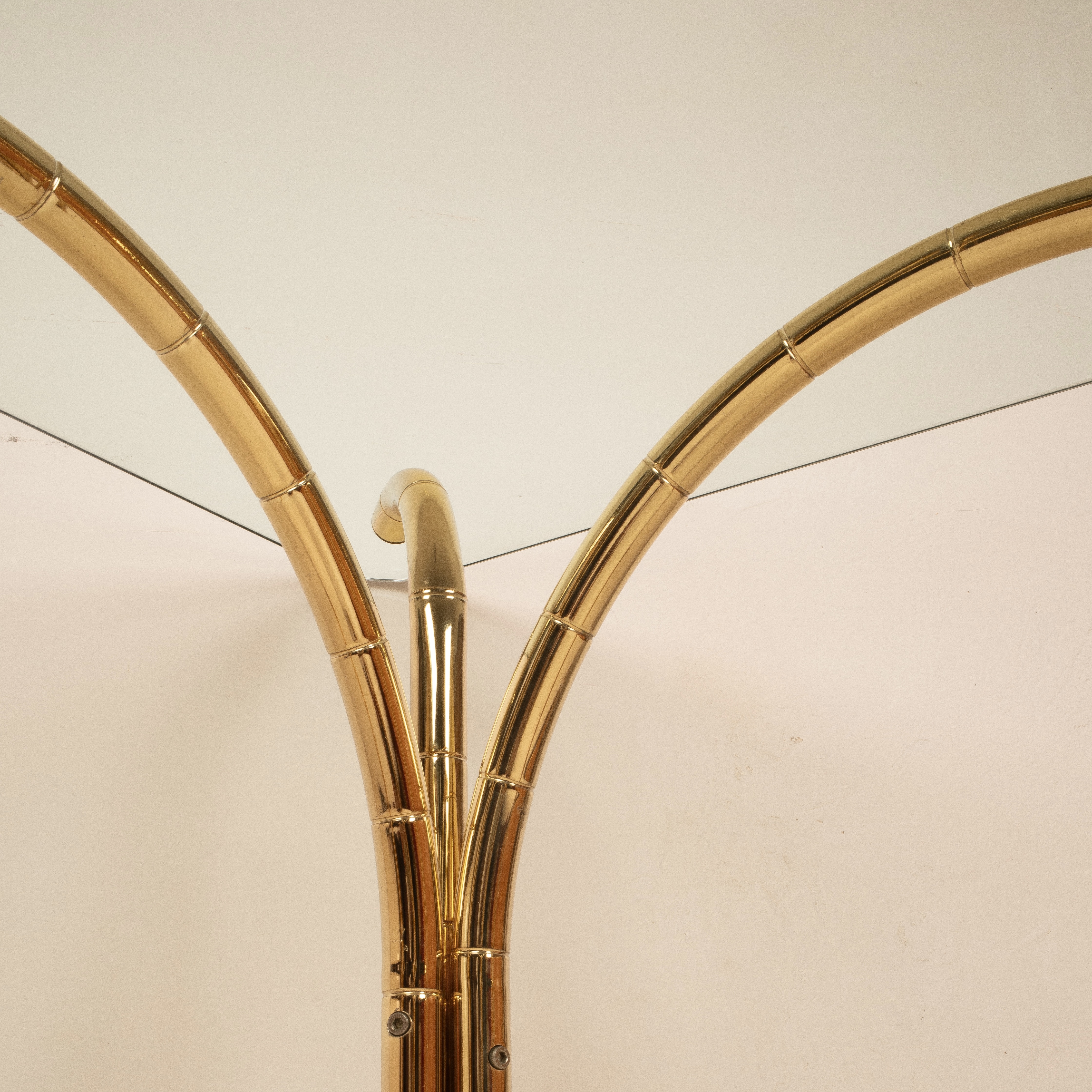 Crystal and Brass Table 1970 Italian Manufacture