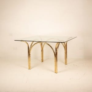 Crystal and Brass Table 1970 Italian Manufacture