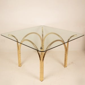 Crystal and Brass Table 1970 Italian Manufacture