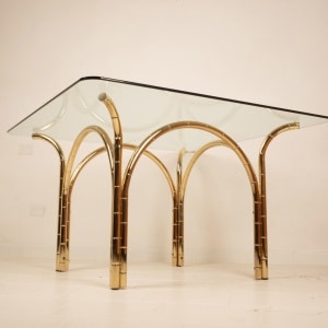 Crystal and Brass Table 1970 Italian Manufacture