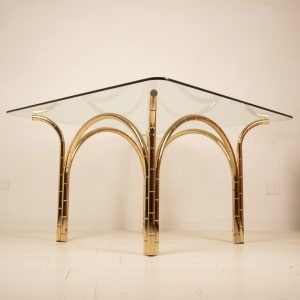 Crystal and Brass Table 1970 Italian Manufacture