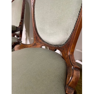 Pair Of Antique Beech Framed Drawing Room Chairs