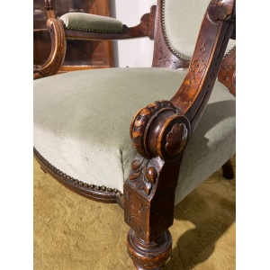 Pair Of Antique Beech Framed Drawing Room Chairs