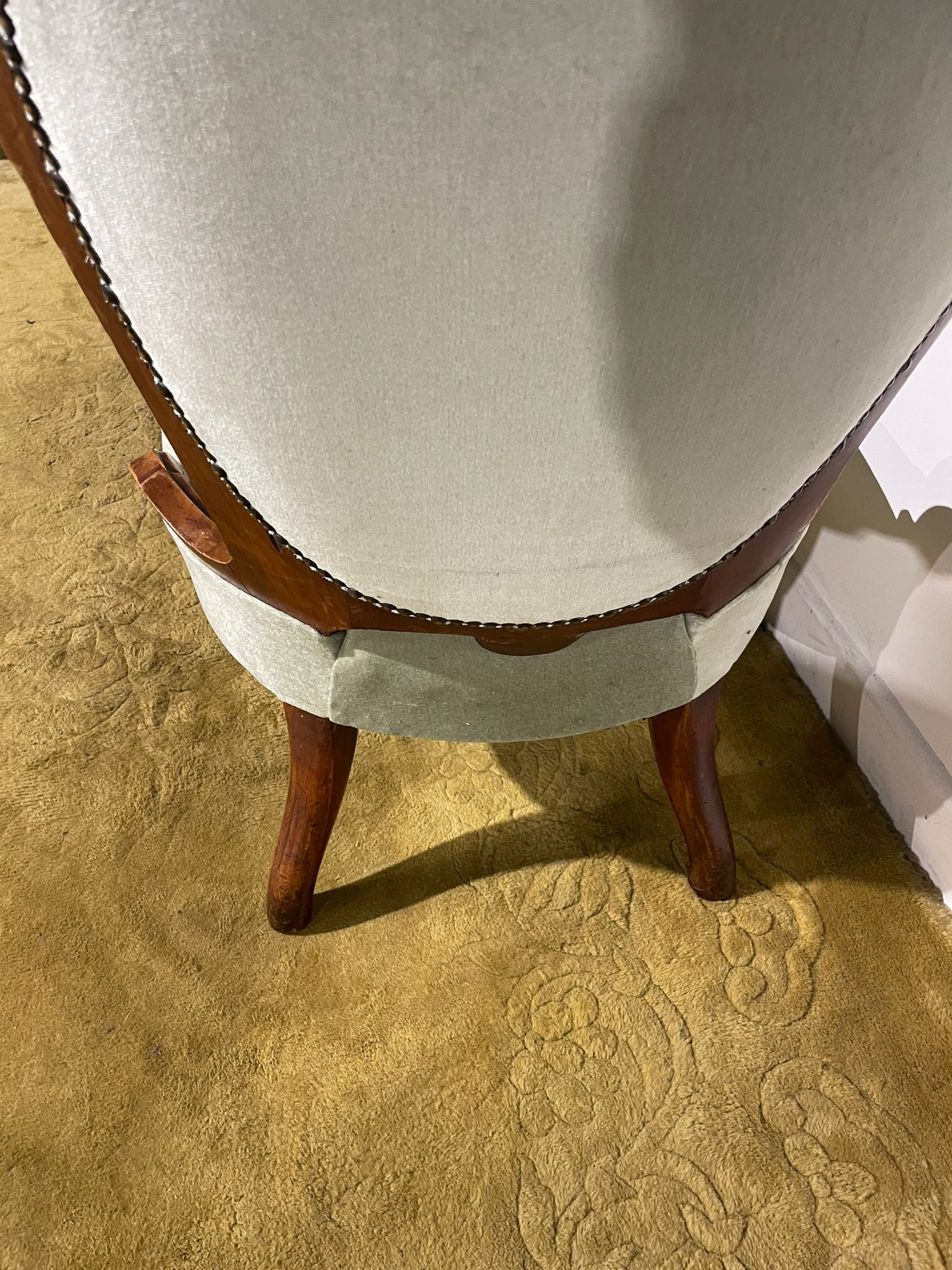Pair Of Antique Beech Framed Drawing Room Chairs