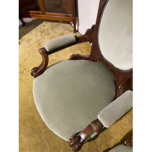 Pair Of Antique Beech Framed Drawing Room Chairs