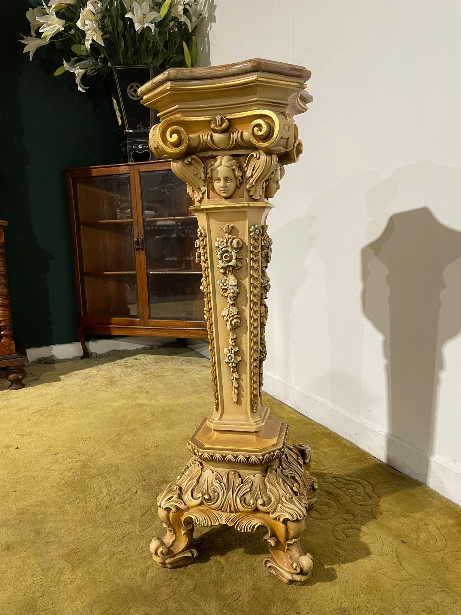 Ornate Reproduction Marble Topped Jardiniere