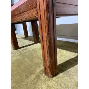 Large Wooden Pitch Pine Upholstered Bench