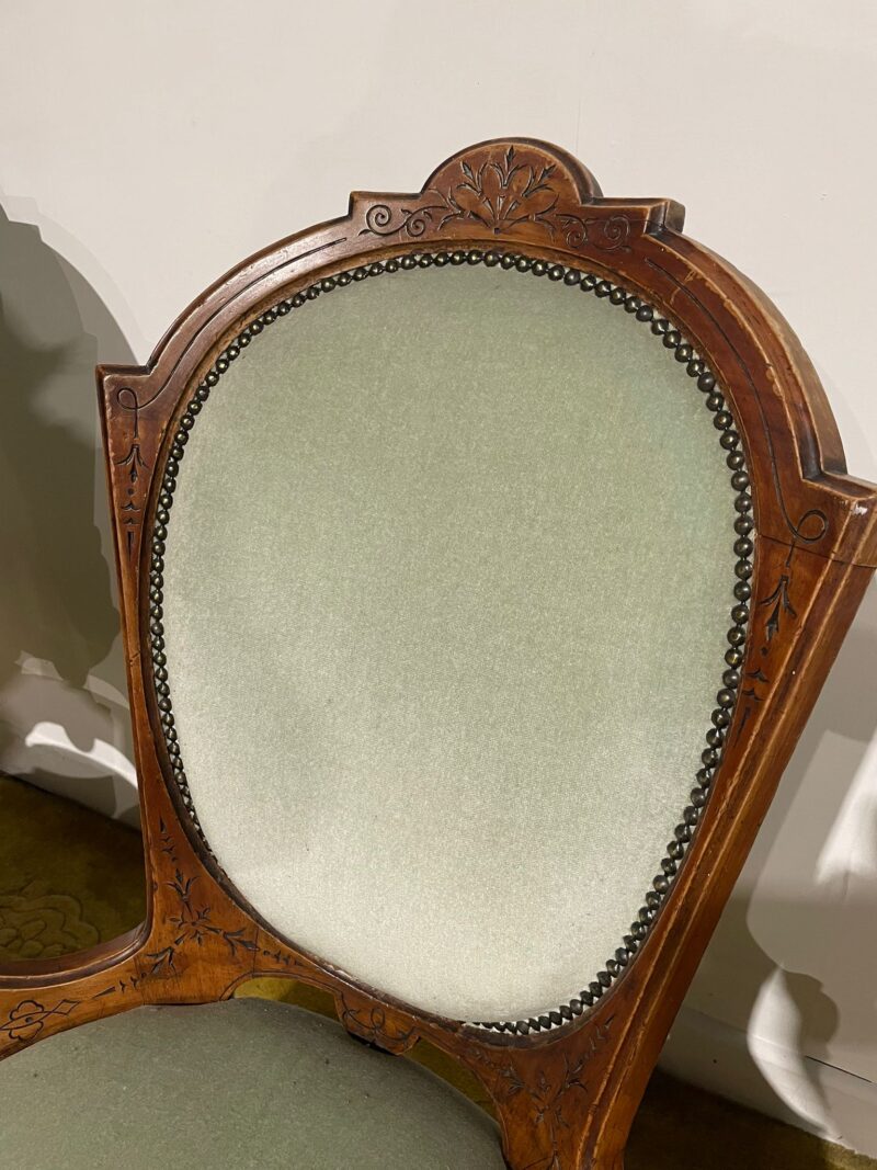 Pair Of Antique Beech Framed Drawing Room Chairs