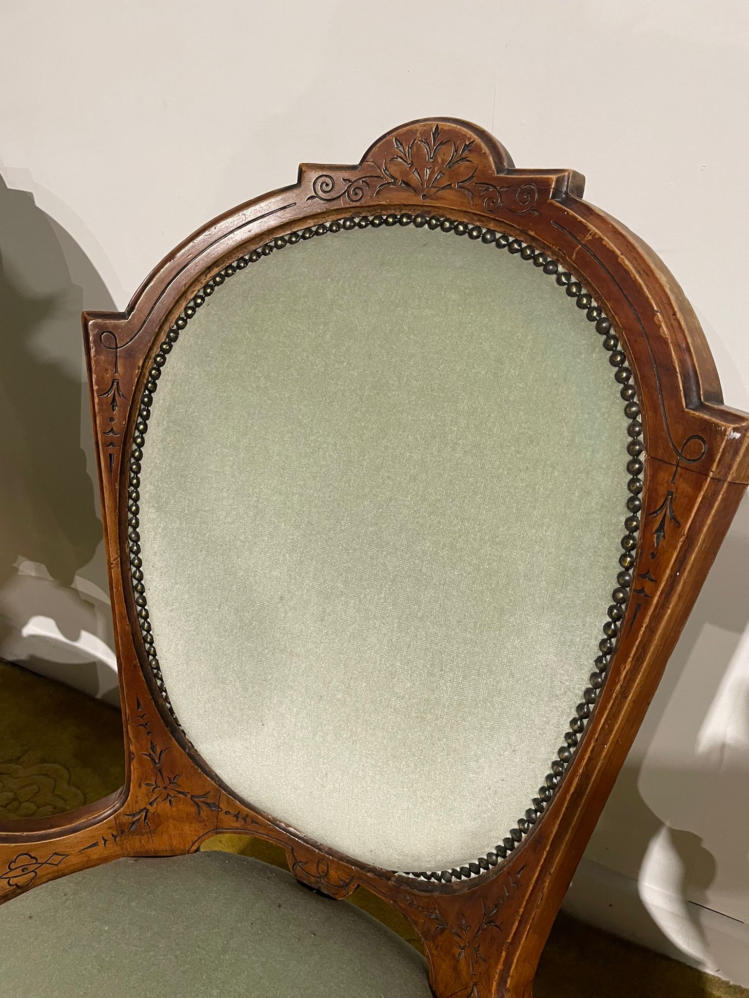 Pair Of Antique Beech Framed Drawing Room Chairs