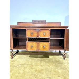 Vintage Oak Sideboard with Gallery Back