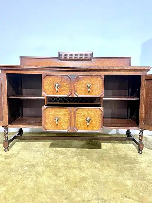 Vintage Oak Sideboard with Gallery Back