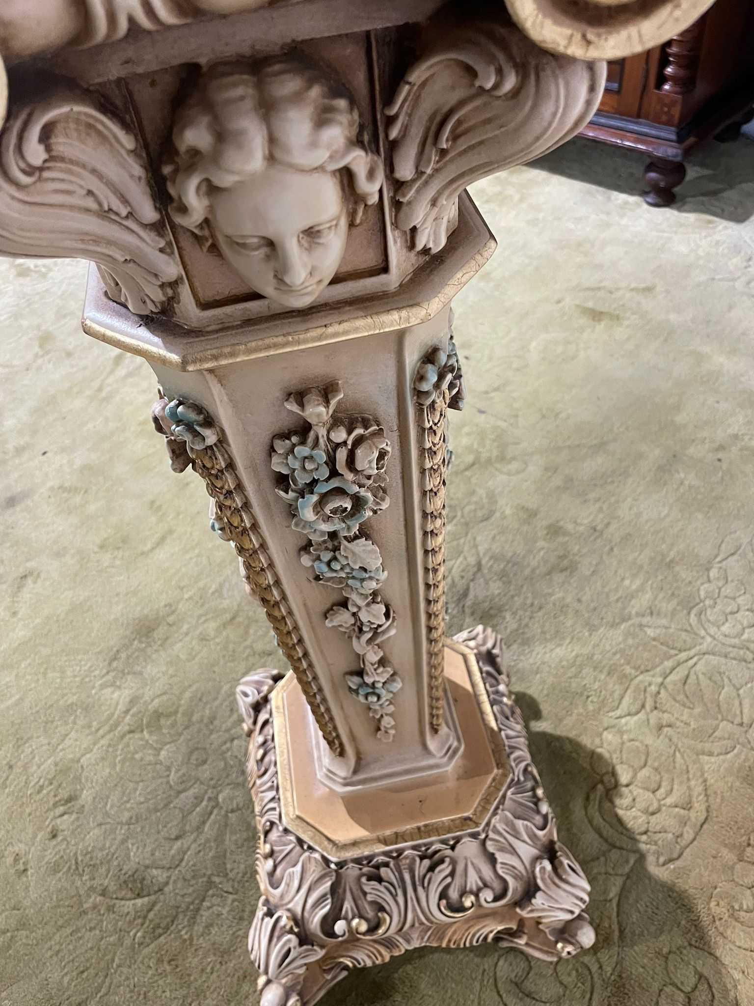 Ornate Reproduction Marble Topped Jardiniere
