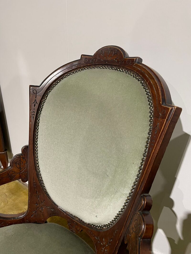 Pair Of Antique Beech Framed Drawing Room Chairs