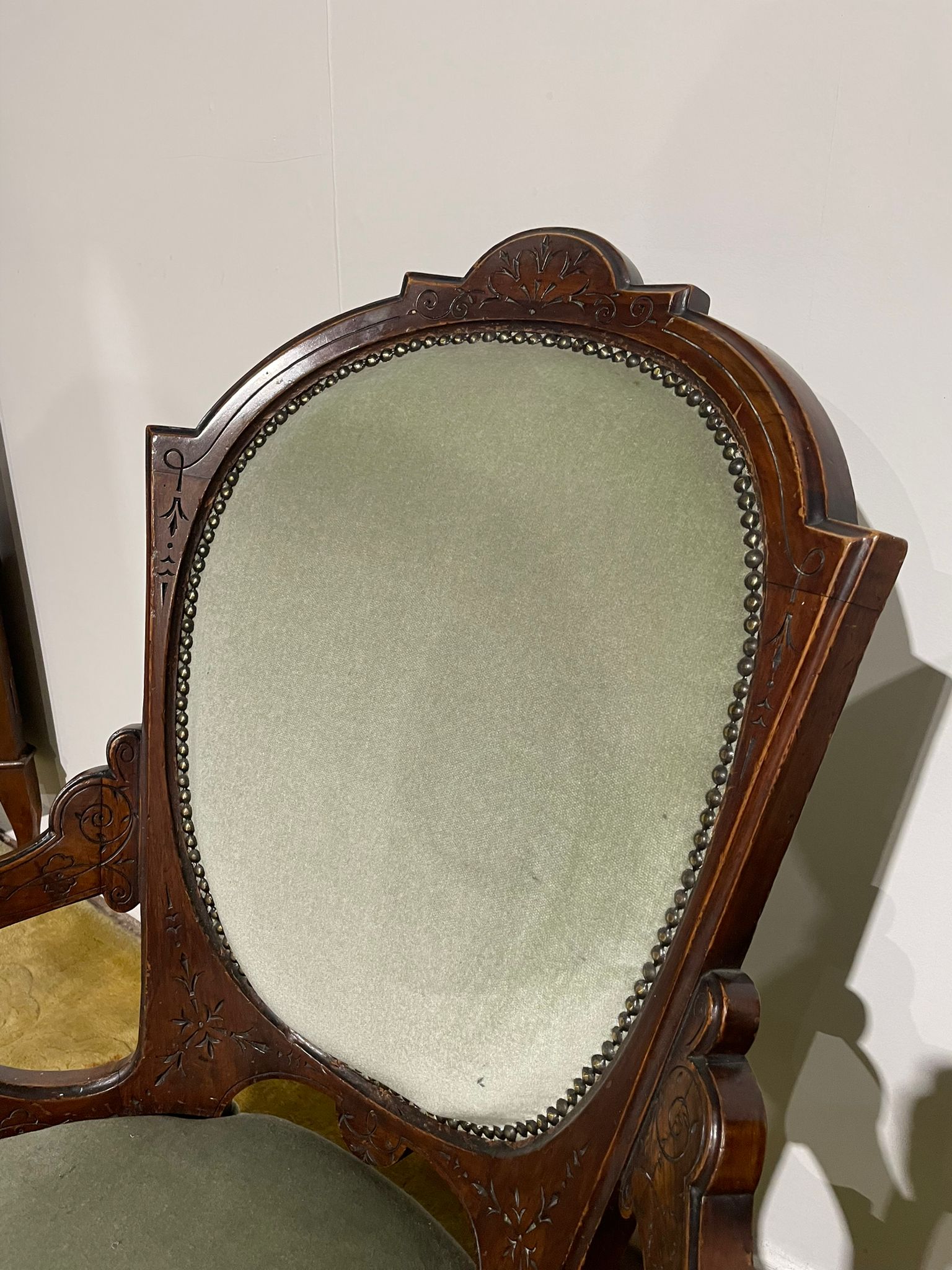 Pair Of Antique Beech Framed Drawing Room Chairs