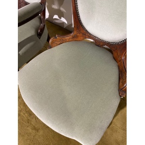 Pair Of Antique Beech Framed Drawing Room Chairs