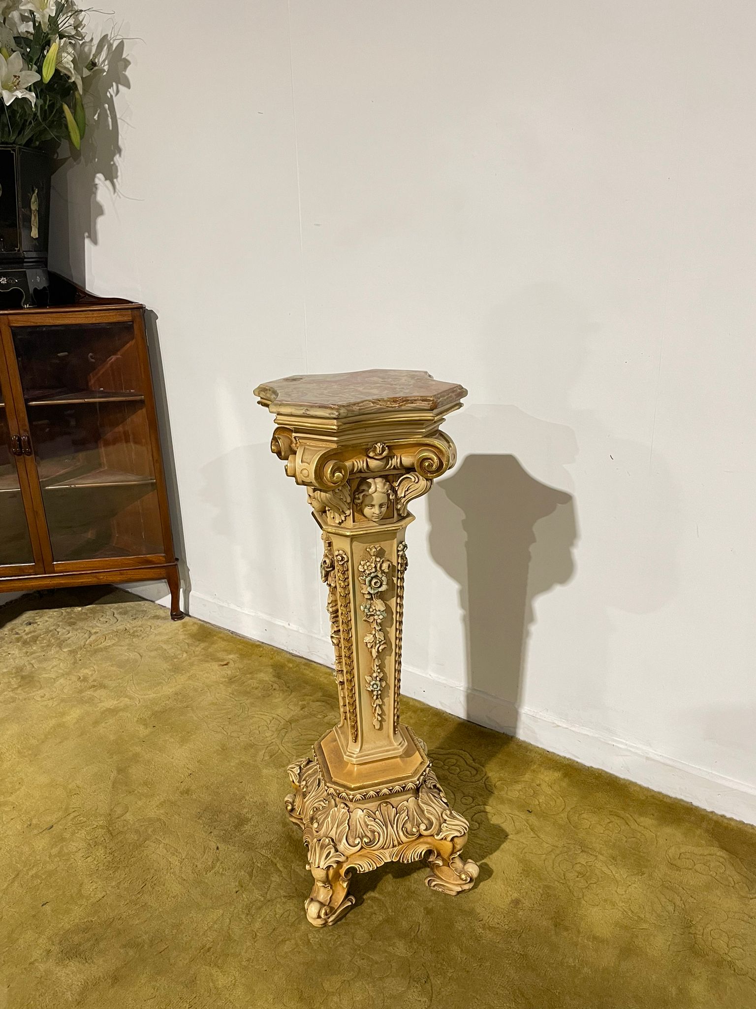 Ornate Reproduction Marble Topped Jardiniere